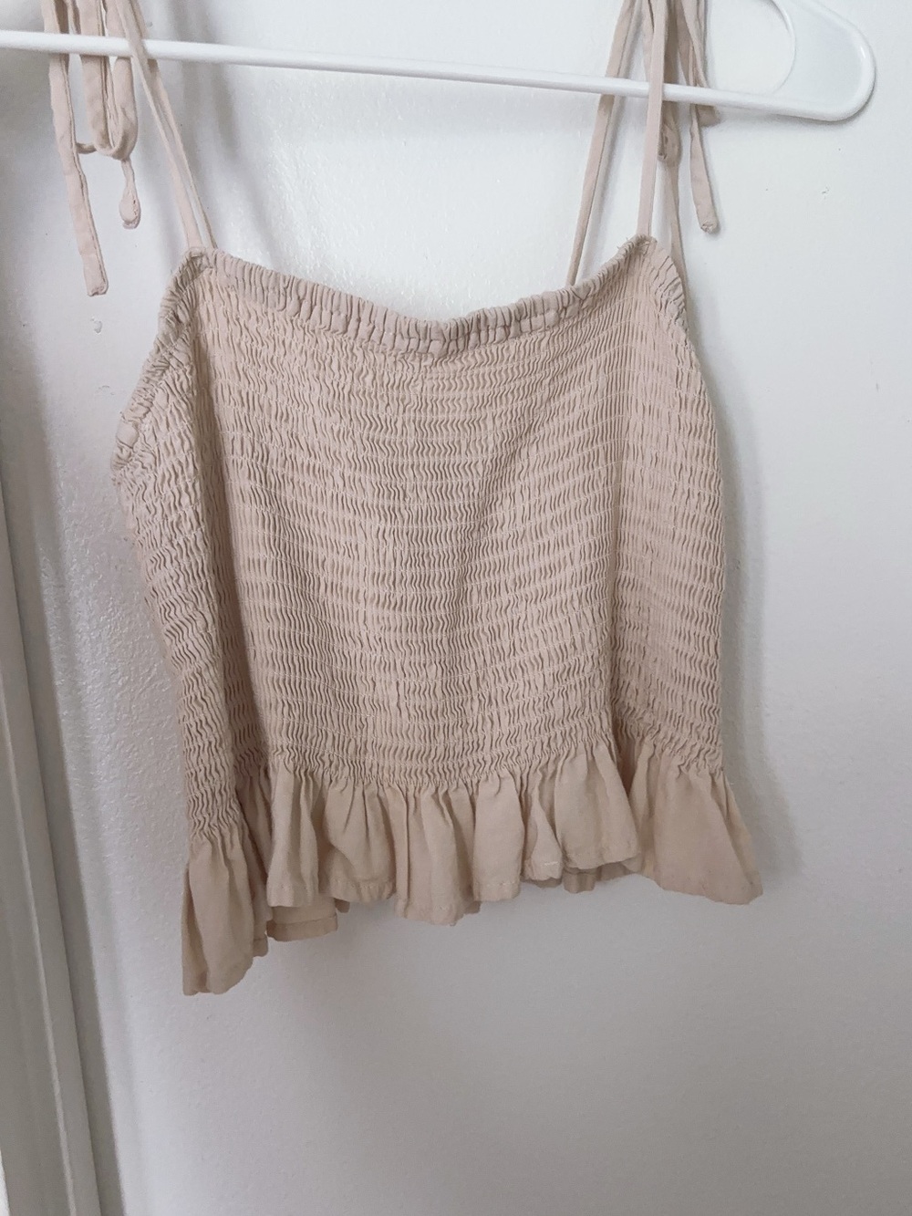 Smocked Ruffle Tan Women's top